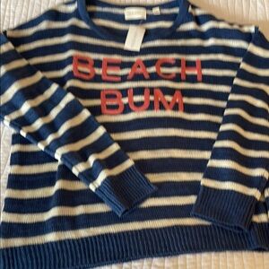 Beach Bum Striped Sweater - Blue and White